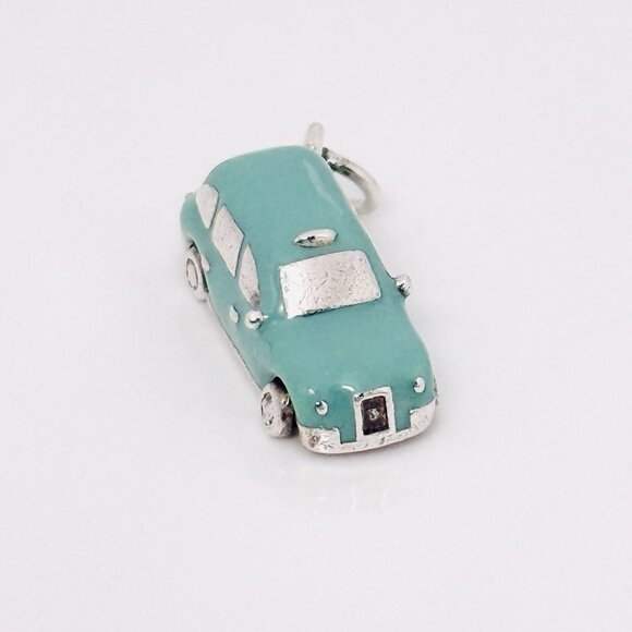 RARE Tiffany & Co London Taxi Cab Charm or Pendant Blue Enamel and Silver - Picture 4 of 6